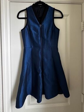 Tibi Mini Zip Up A Line Blue Dress